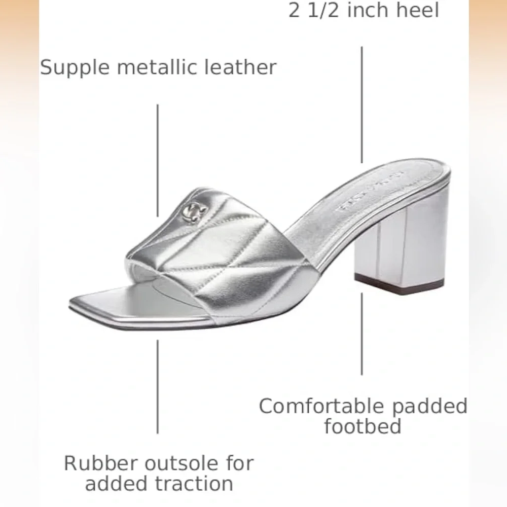 Coach Metallic Silver Heeled Mules - Picture 4 of 5